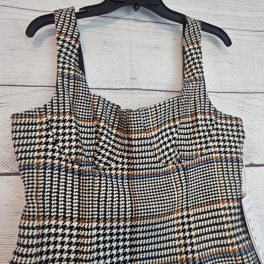 Le' AL.X Size L Glen Plaid Woven Wool Blend Lined Plaid Tank Dress NWT $189 1026 - Picture 11 of 16